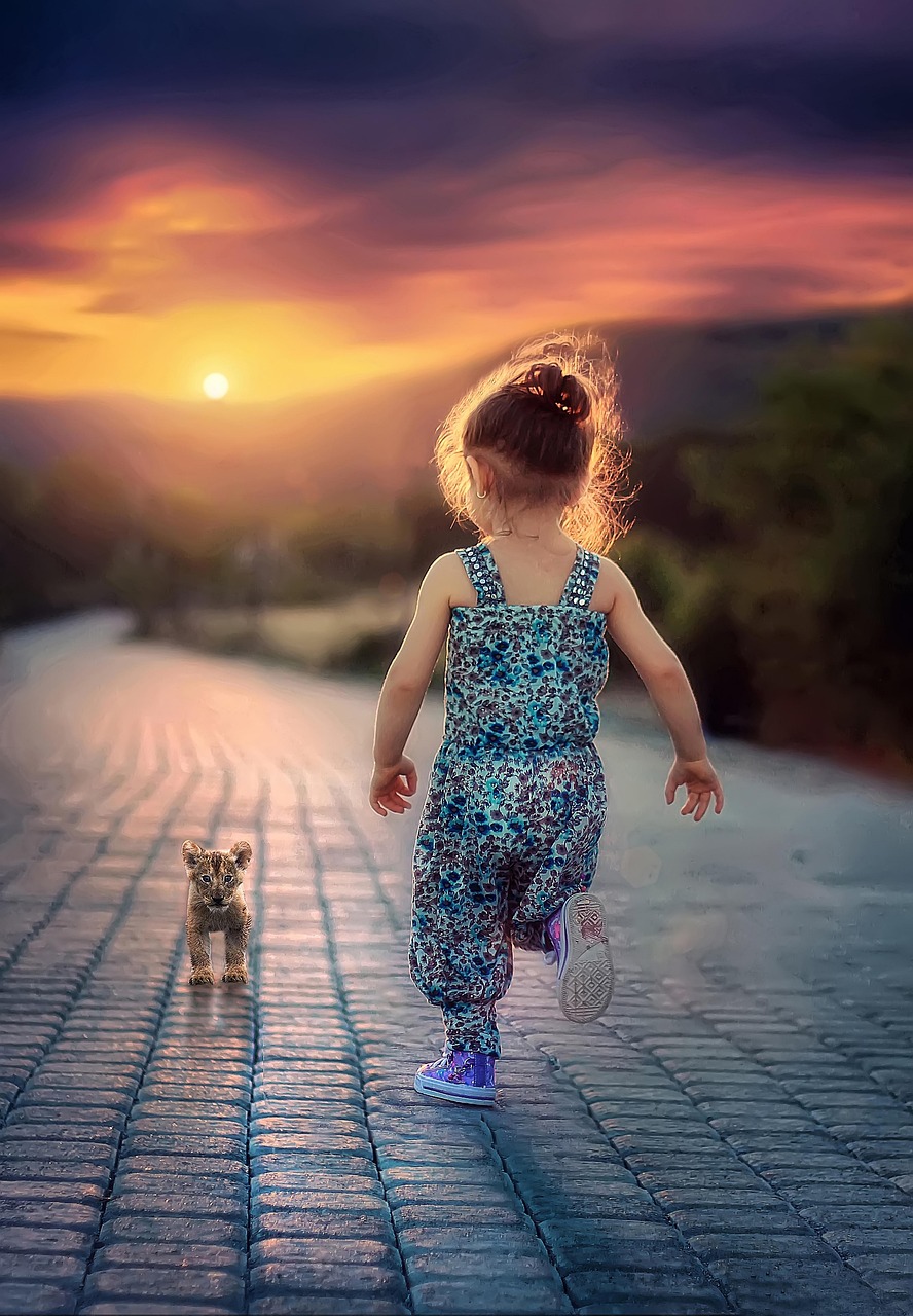 child, running, nature, children, girl, happy, people, female, kids, person, happiness, summer, outdoors, pet